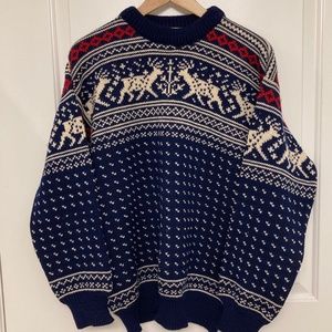 L.L. Bean Vintage Wool Reindeer Sweater EUC